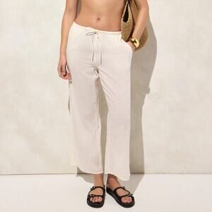 J.Crew Airy Gauze Beach Pant WMNS 2XS Ivory Sheer Drawstring Breathable Crinkled